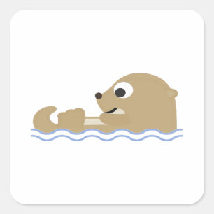 Sticker Carré Otter flottante mignonne