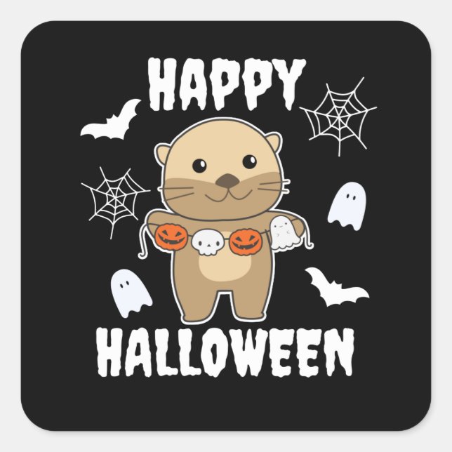 Sticker Carré Otter Happy Halloween (Devant)