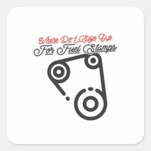 Sticker Carré Où puis-je m'inscrire pour les timbres de carburan
