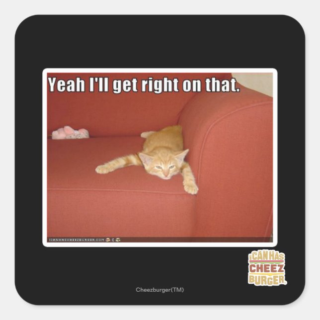 Sticker Carré Oui, j'y vais. (Devant)