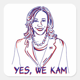 Sticker Carré Oui, Nous Kam ! Élection de Kamala Harris 2024