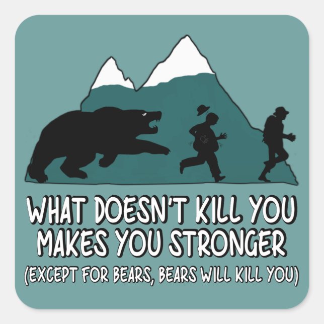 Sticker Carré Ours amusant (Devant)