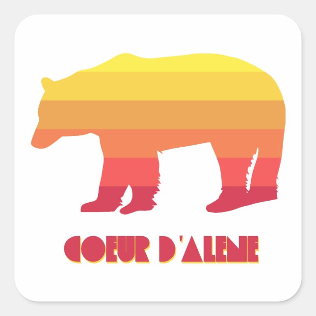 Sticker Carré Ours arc-en-ciel Coeur d'Alene Idaho (Devant)
