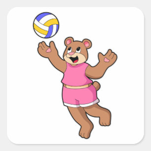 Sticker Carré Ours aux sports de volleyball