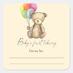 Sticker Carré Ours - Baby shower, livres pour bébé
