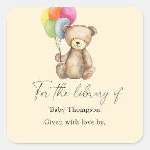 Sticker Carré Ours - Baby shower, livres pour bébé