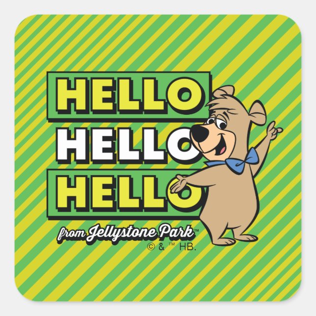Sticker Carré Ours Boo Boo Bonjour Bonjour Bonjour De Jellystone (Devant)