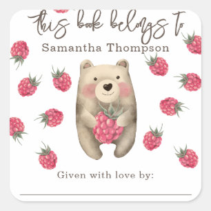 Sticker Carré Ours - ce livre appartient à