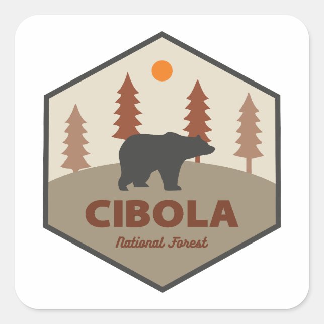 Sticker Carré Ours de la forêt nationale de Cibola (Devant)