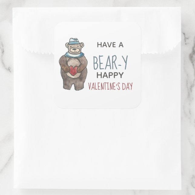 Sticker Carré Ours de la Saint Valentin (Sac)
