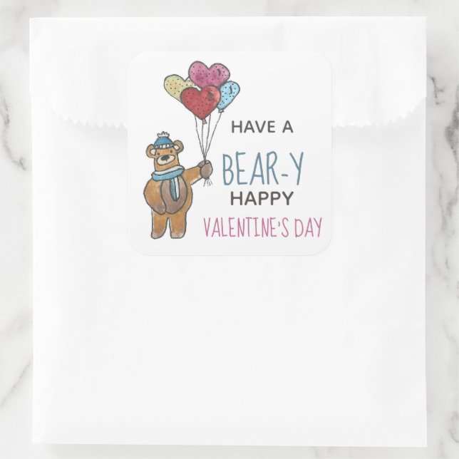 Sticker Carré Ours de la Saint Valentin (Sac)