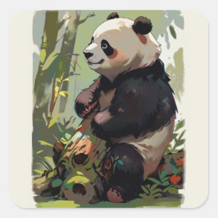 Sticker Carré Ours de loisirs - Ours de panda