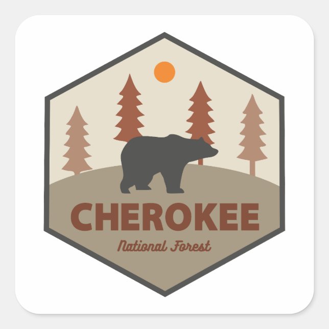 Sticker Carré Ours du Tennessee de la forêt nationale de Cheroke (Devant)