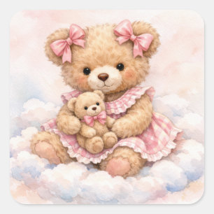 Sticker Carré Ours en peluche Nouvelle Fille