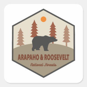 Sticker Carré Ours Forestier National Arapaho Et Roosevelt