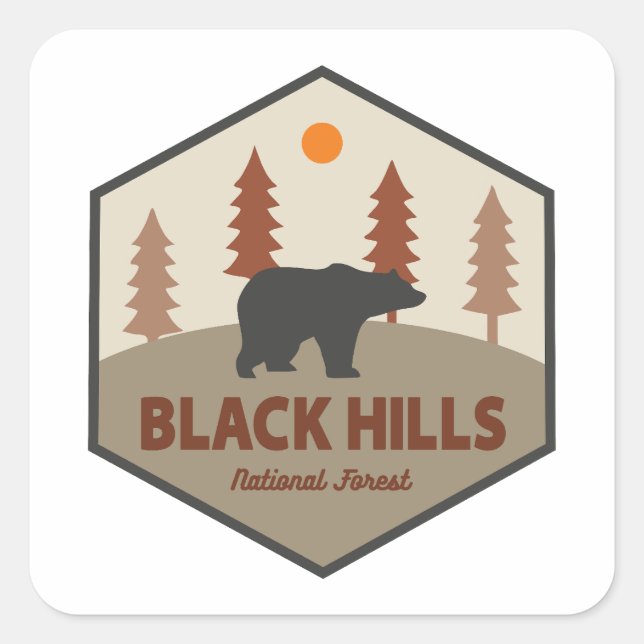 Sticker Carré Ours forestier national de Black Hills (Devant)