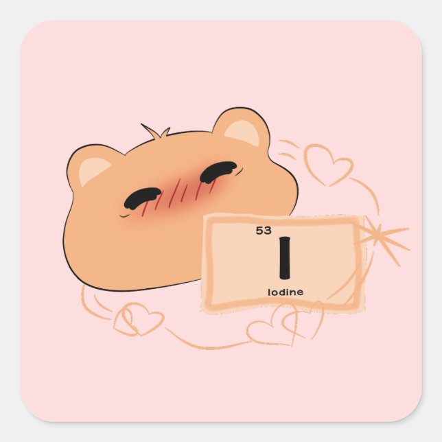 Sticker Carré Ours mignon dans l'amour (Devant)
