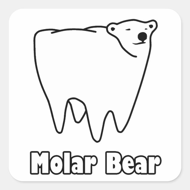 Sticker Carré Ours molaire Ours polaire Ours de dents (Devant)