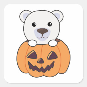Sticker Carré Ours Polaire Dans Des Ours Polaires Doux Citrouill