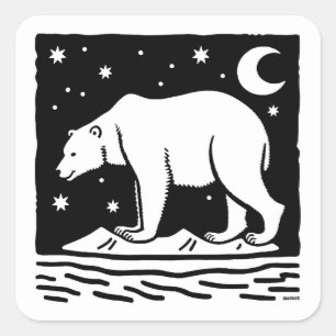 Sticker Carré Ours polaire de surf de glace