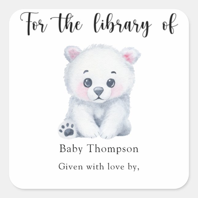 Sticker Carré Ours polaire - pour la bibliothèque de (Devant)