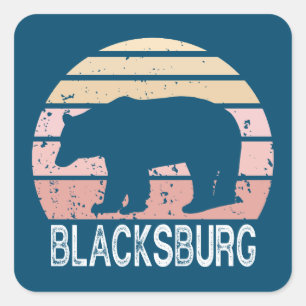Sticker Carré Ours rétro Blacksburg Virginie
