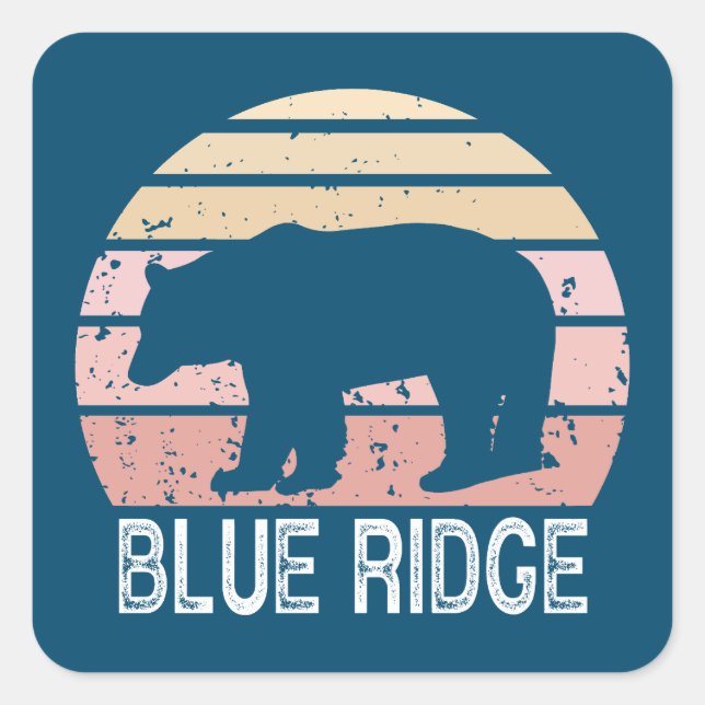 Sticker Carré Ours rétro Blue Ridge (Devant)