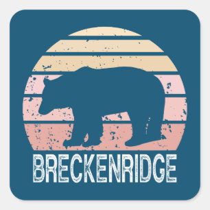 Sticker Carré Ours Rétro Breckenridge Colorado