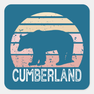 Sticker Carré Ours rétro Cumberland Maryland