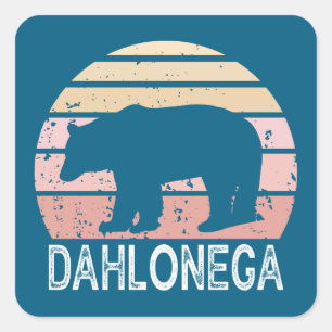 Sticker Carré Ours rétro Dahlonega Georgia