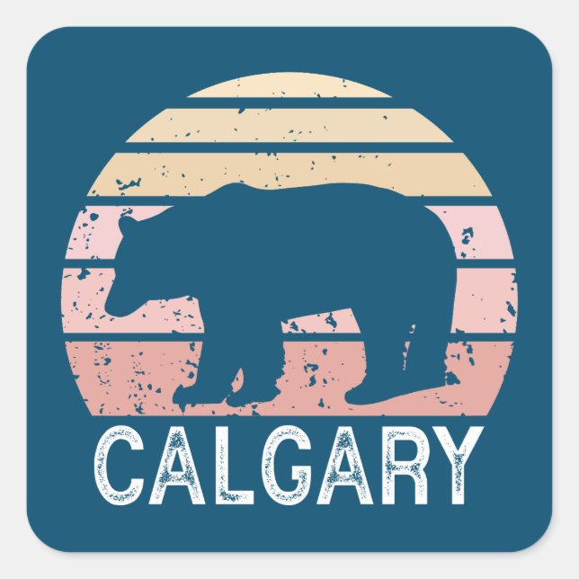 Sticker Carré Ours rétro de Calgary Alberta (Devant)