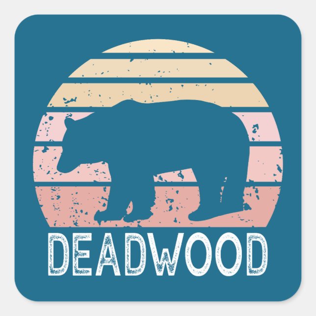 Sticker Carré Ours rétro Deadwood Dakota du Sud (Devant)