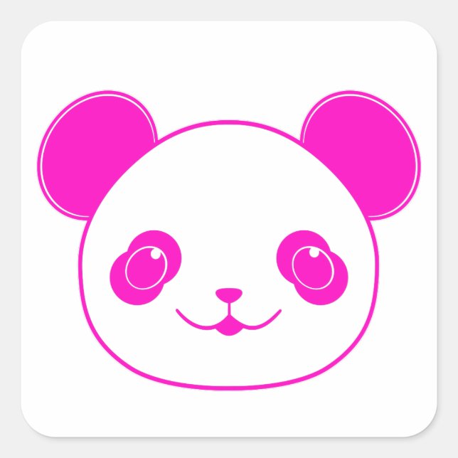 Sticker Carré Ours rose Kawaii Panda (Devant)