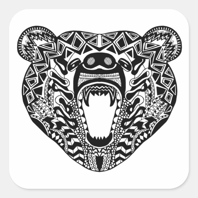 Sticker Carré Ours style (Devant)