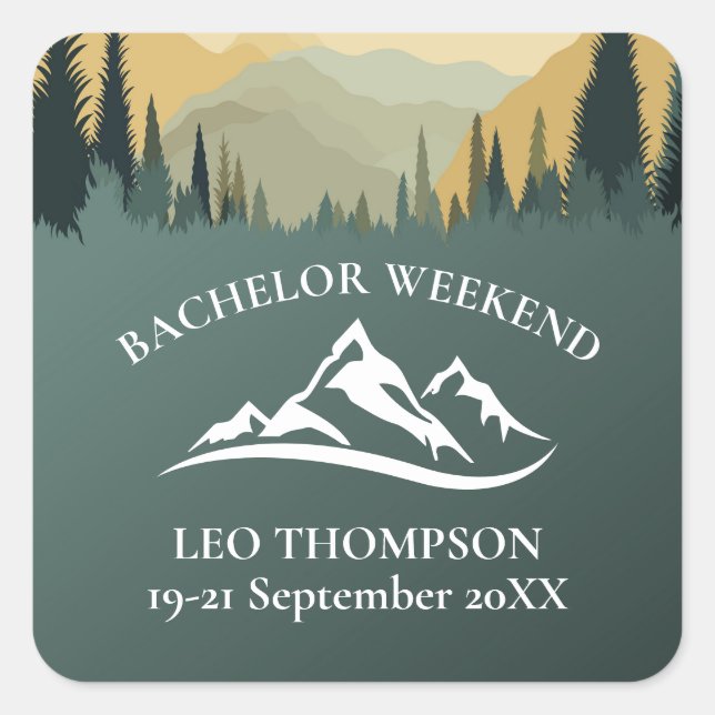 Sticker Carré Outdoor Adventure Mountain Bachelor Week-end (Devant)