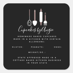 Sticker Carré Outils de boulangerie Logo Entreprise alimentaire