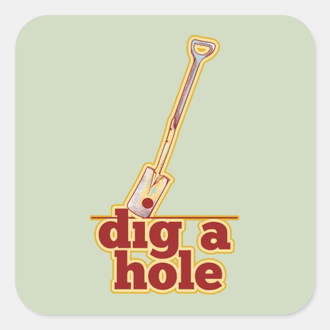 Sticker Carré Outils de jardinage Défiler un trou (Devant)