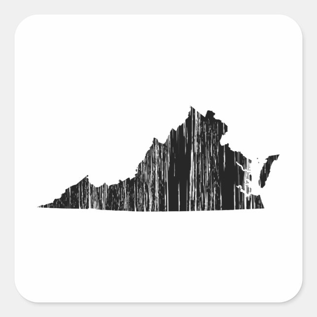 Sticker Carré Outline de l'État de Virginie en état (Devant)