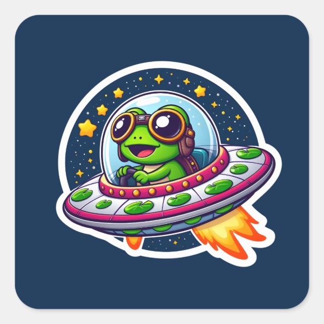 Sticker Carré OVNI Baby Frog (Devant)