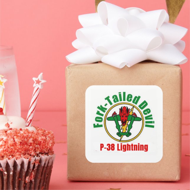 Sticker Carré P-38 Éclair Éclair Écluse Déviale (Fête)