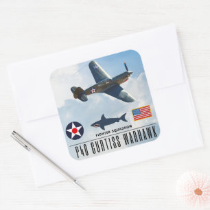 STICKER CARRÉ P-40 CURTISS WARHAWK SQUADRON