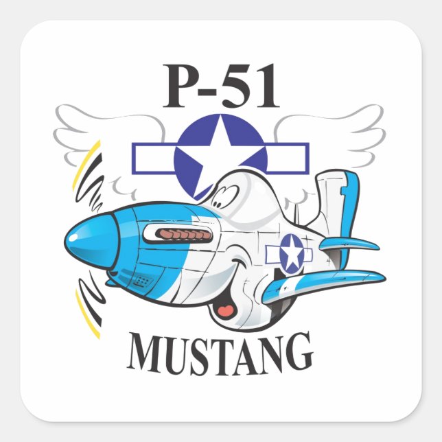Sticker Carré p-51 mustang (Devant)