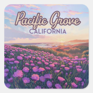 Sticker Carré Pacific Grove California Monterey Magique Purple
