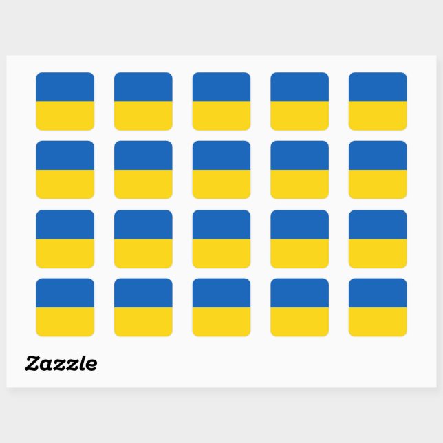 Sticker Carré Pack d'autocollants du drapeau ukrainien (Feuille)