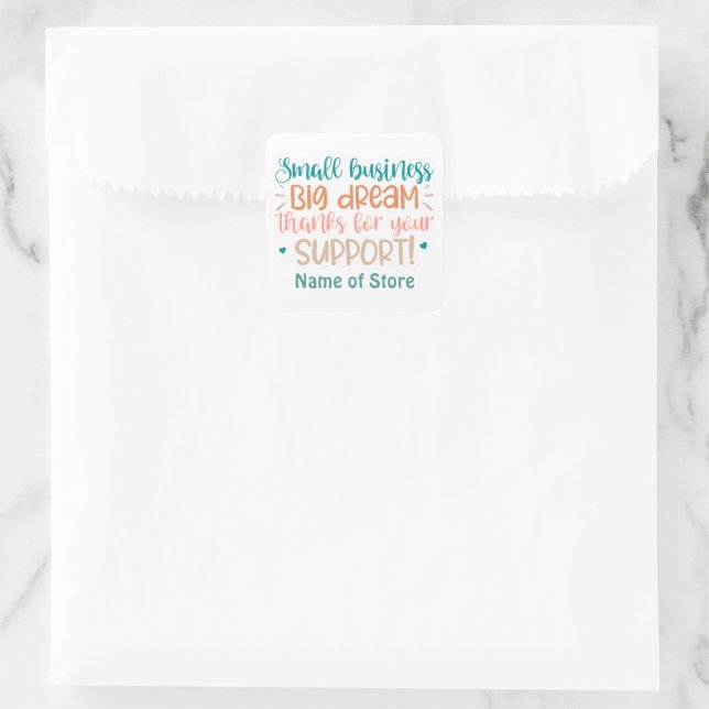 Sticker Carré Pack d'autocollants personnalisé pour petites entr (Sac)