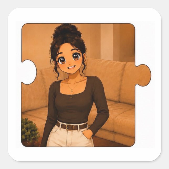 Sticker Carré Pack d'autocollants personnalisés pour une famille (Devant)