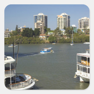 Sticker Carré Paddle Steamers, Brisbane River, Brisbane,