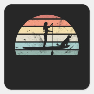Sticker Carré Paddleboard Sunset Cadeau pour femmes