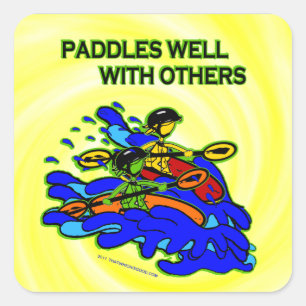 Sticker Carré Pagaies D'Eau Blanche Bien Avec D'Autres