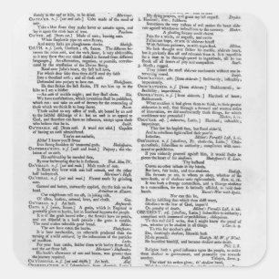 Sticker Carré Page à partir d'un dictionnaire